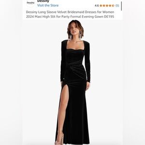 NWT Black long sleeve bridesmaid dress/ wedding guest dress